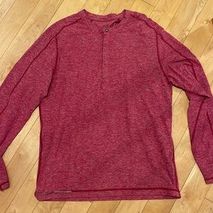MENS heathered red soft lululemon long sleeve with buttons